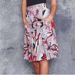 BlackMilk Marvel Wasp Comic Yoke Midi Skirt - Limited